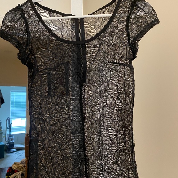 Express Tops - Black lace mesh see through top XS
